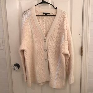 Alexander Wang Wool Angora cableknit cream sweater cardigan